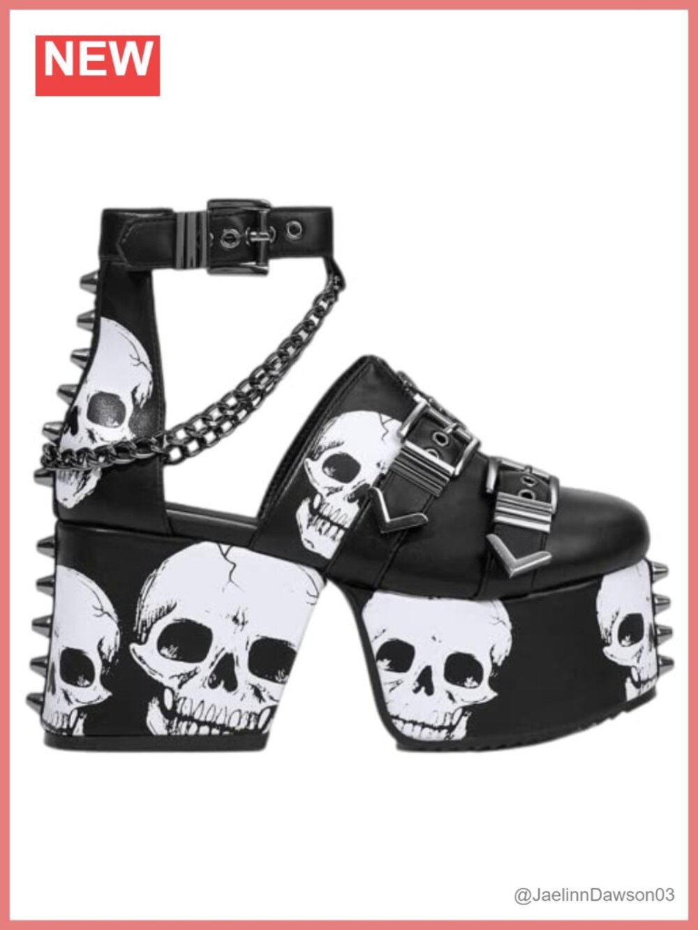 Gothic Skull Spike Platform Wedge Sandals Faux Leather